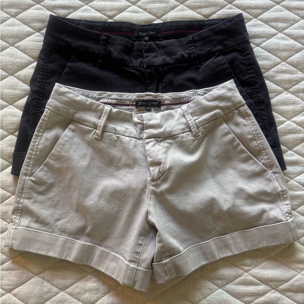 Dear John Black & Cream Chino Bermuda Shorts Duo
